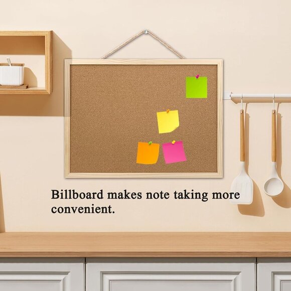 Cork Board Bulletin Board, 15.7"X 11.81" pin Boards for Walls, Oak Wood Finish F - Picture 5 of 7
